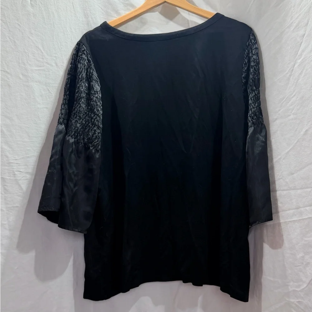 Jessica London Black Long Sleeve Smocked Detail Top - Picture 2 of 7